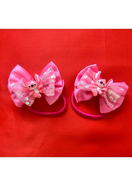 Stitch Çocuklar Için Pırıltılı Ikili Lastik Toka