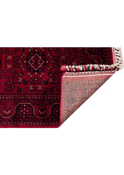 Historic 960 Red Afgan Desenli El Emeği ile Özel Tezgahlarda Üretilen Tencel Uşak Halısı fırsatları