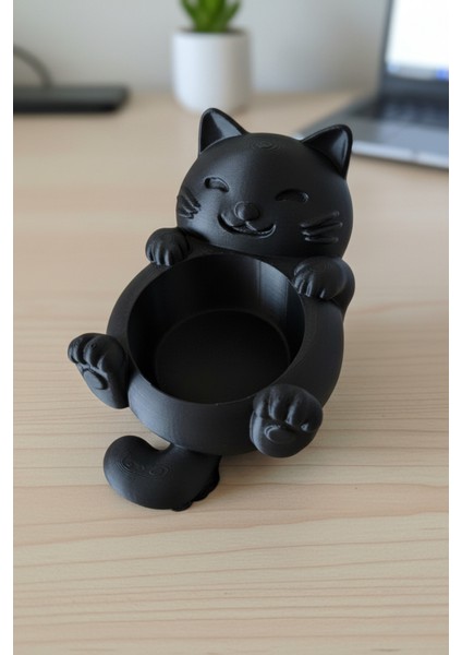 Dekoratif Kedi Organizer Biblo Yüzük Takı Tabağı Anahtarlık Masaüstü Düzenleyici Beyaz Siyah fırsatları