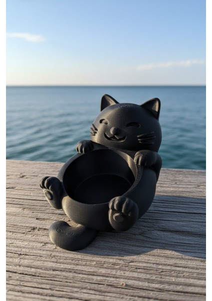 Dekoratif Kedi Organizer Biblo Yüzük Takı Tabağı Anahtarlık Masaüstü Düzenleyici Beyaz Siyah indirimleri