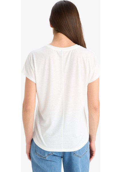 Regular Fit Bisiklet Yaka Baskılı Kısa Kollu Tişört