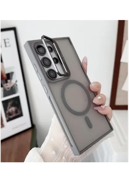 Samsung Galaxy S24 Ultra Uyumlu Mat Serisi Standlı Kapak Magsafe Kılıf +Lens Koruma . fiyatları