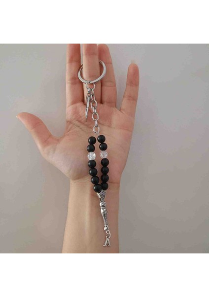 Gümüş Harf Detaylı Tesbih Anahtarlık