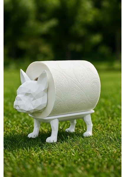 Dekoratif Tuvalet Kağıdı Pratik Ev Dekorasyon Buldog Tuvalet Tasarım Beyaz 14 x 12 cm