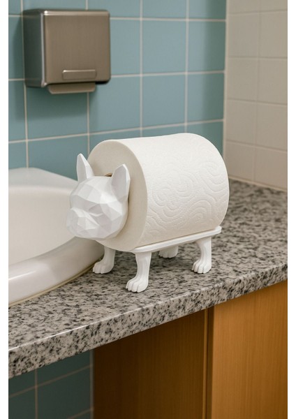 Dekoratif Tuvalet Kağıdı Pratik Ev Dekorasyon Buldog Tuvalet Tasarım Beyaz 14 x 12 cm modelleri