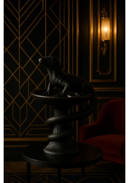 Dekoratif Tasarım Biblo Kertenkele Siyah Özel Hediye 15 x 10 cm modelleri