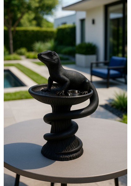 Dekoratif Tasarım Biblo Kertenkele Siyah Özel Hediye 15 x 10 cm indirimleri