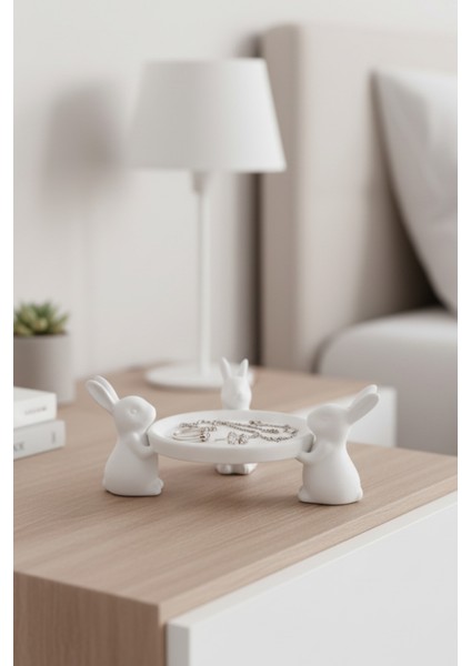 Dekoratif Şekerlik Sunumluk Tavşan Figürlü 15 cm Modern Reçine Kase Biblo Ev Hediyesi modelleri