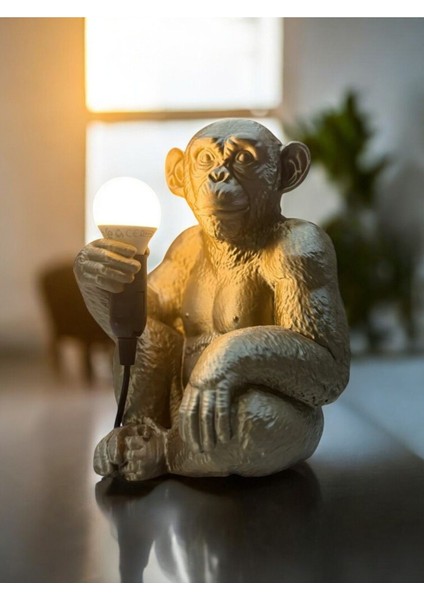 Bronz Renkli Maymun Tasarımlı Dekoratif Lamba ve Gece Lambası (Ampul Hediyedir) 35 x 30 cm fırsatları