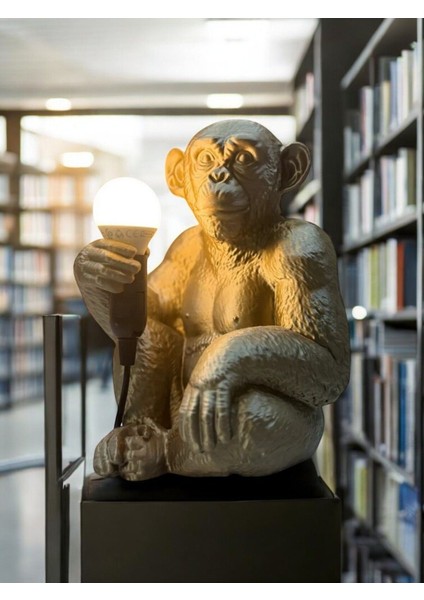 Bronz Renkli Maymun Tasarımlı Dekoratif Lamba ve Gece Lambası (Ampul Hediyedir) 35 x 30 cm indirimleri