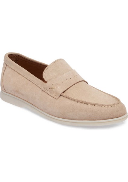 Bej Hakiki Süet Deri Erkek Loafer - E24I1AY56788-B79