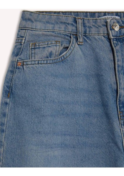 90's Wide Leg Yüksek Bel Uzun Jean Yıkamalı Pantolon