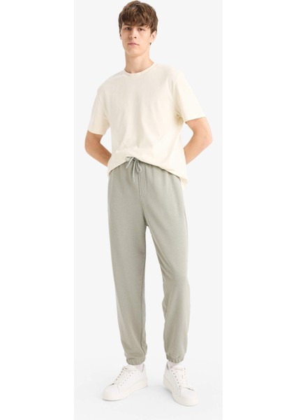 Regular Fit Beli Bağcıklı Paçası Lastikli Cepli Basic Düz Jogger Eşofman Altı