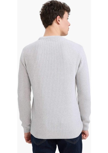 Standart Fit Bisiklet Yaka Basic Dokulu Triko Kazak E0811AX25WN