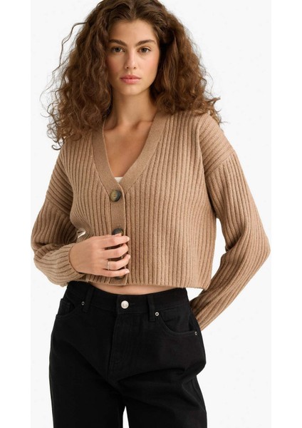 Regular Fit V Yaka Düğmeli Triko Hırka R1389AZ25WN