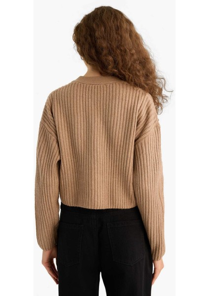 Regular Fit V Yaka Düğmeli Triko Hırka R1389AZ25WN