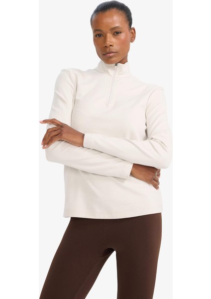 Standart Fit Dik Yaka Fermuarlı Sporcu Sweatshirt F1687AX25WN