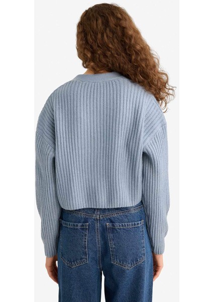 Regular Fit V Yaka Düğmeli Triko Hırka R1389AZ25WN