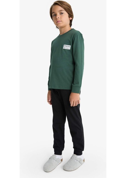 Erkek Çocuk Pijama Takımı Baskılı Uzun Kollu Üst Uzun Alt