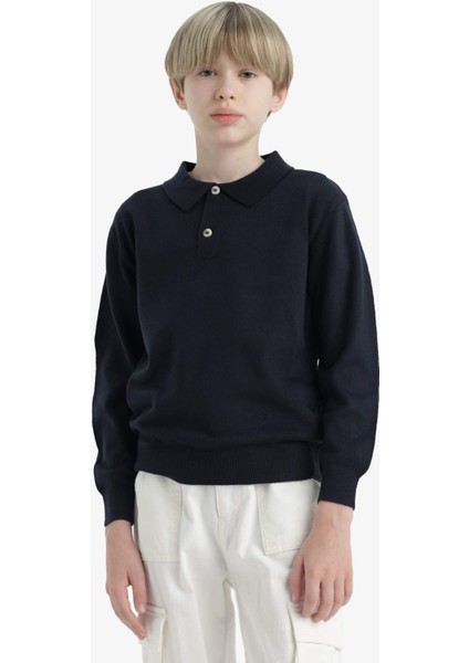 Erkek Çocuk Okul Polo Yaka Triko Kazak