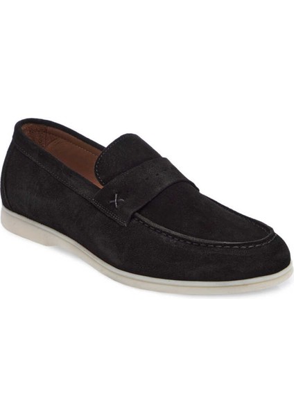 Siyah Hakiki Süet Deri Erkek Loafer - E24I1AY56788-A01