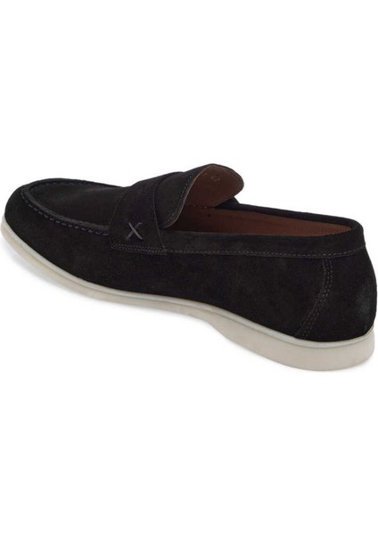 Siyah Hakiki Süet Deri Erkek Loafer - E24I1AY56788-A01