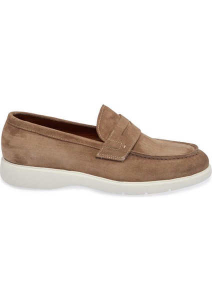 Bej Hakiki Süet Deri Erkek Loafer - E24I1AY56785-B79