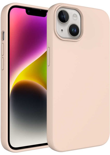 Apple iPhone 14 Kılıf Sıvı Teknolojili Silinebilir Sert Mbvo Kivi Kapak-Pembe Açık