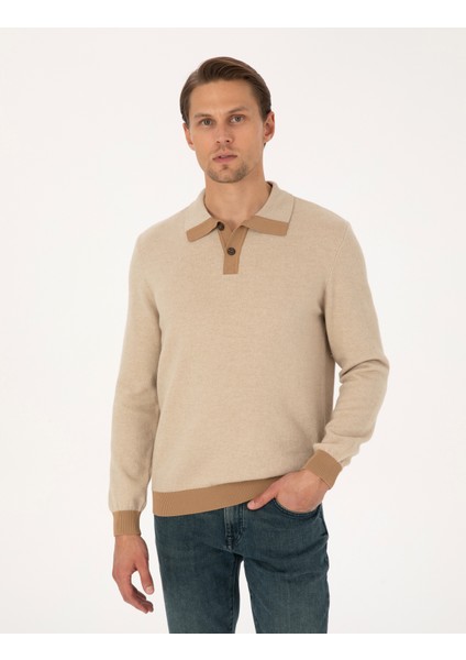 Erkek Bej Regular Fit Kazak 50315761-VR011