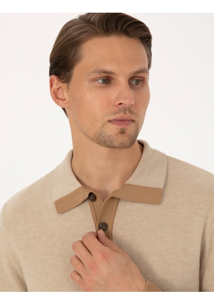 Erkek Bej Regular Fit Kazak 50315761-VR011 fiyatları