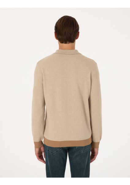 Erkek Bej Regular Fit Kazak 50315761-VR011 indirimleri