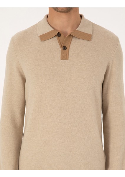 Erkek Bej Regular Fit Kazak 50315761-VR011