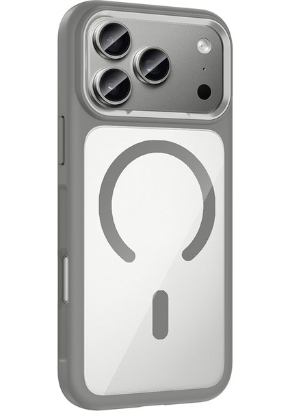 iPhone 17 Pro Kılıf M-Safe Şarj Özellikli Metal Kamera Çerçeveli Zore Tiko Kapak - Siyah