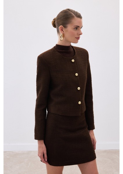Kısa Tüvit Ceket - Kahve fiyatları
