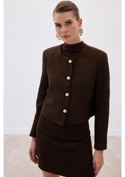 Kısa Tüvit Ceket - Kahve fırsatları