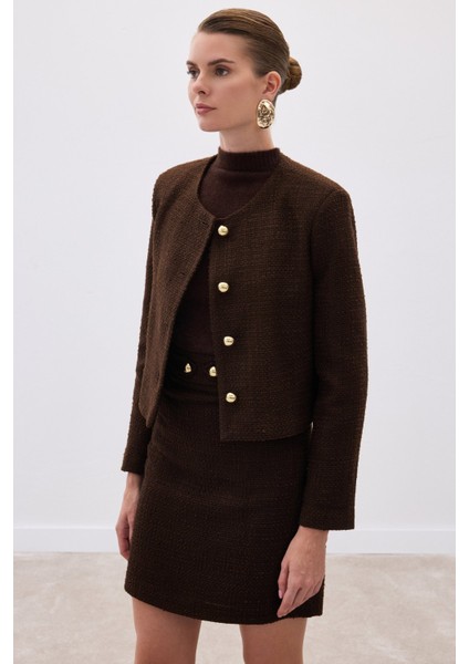 Kısa Tüvit Ceket - Kahve