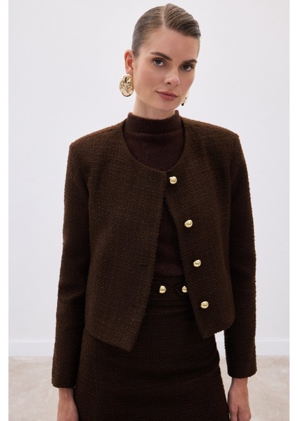 Kısa Tüvit Ceket - Kahve