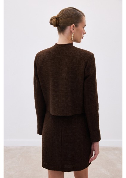 Kısa Tüvit Ceket - Kahve