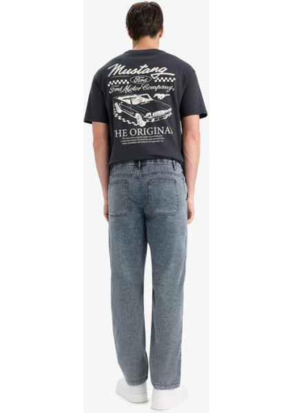 Yazlık Wide Leg Geniş Kalıp Beli Lastikli Geniş Paça Jean Kar Yıkamalı Pantolon F3904AX25SM