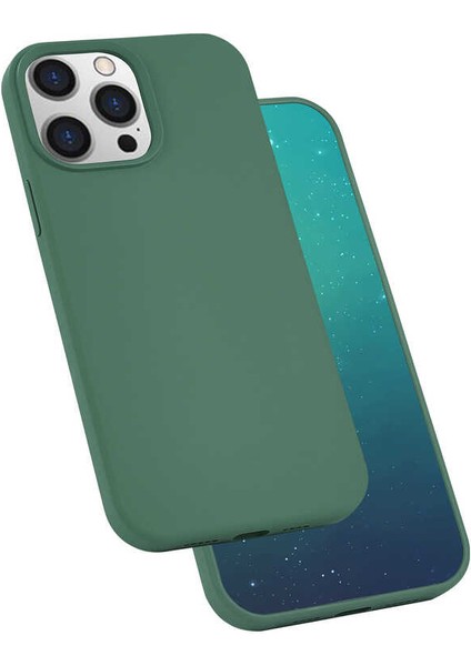 iPhone 13 Pro Max Kılıf Mbvo Silk Silikon-Koyu Yeşil