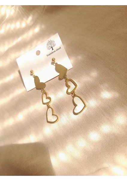 Çelık Sallantılı Kalp Küpe