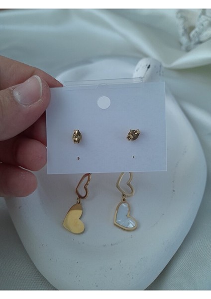 Çelık Sallantılı Kalp Küpe modelleri