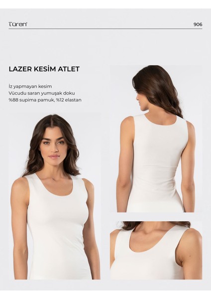 Kadın Lazer Kesim Pamuklu Atlet 906/EKRU modelleri