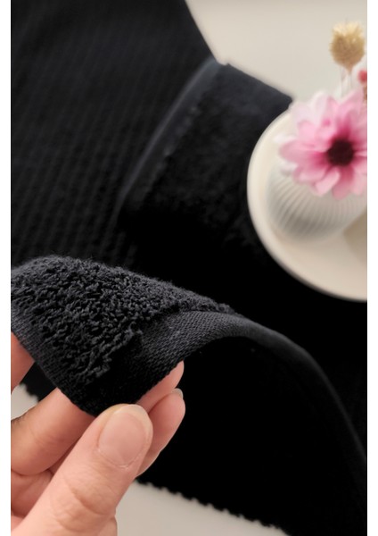 %100 Pamuk El Havlusu 2'li - Modern Çizgili Tasarım - Yumuşak Dokulu - Siyah Renk fırsatları