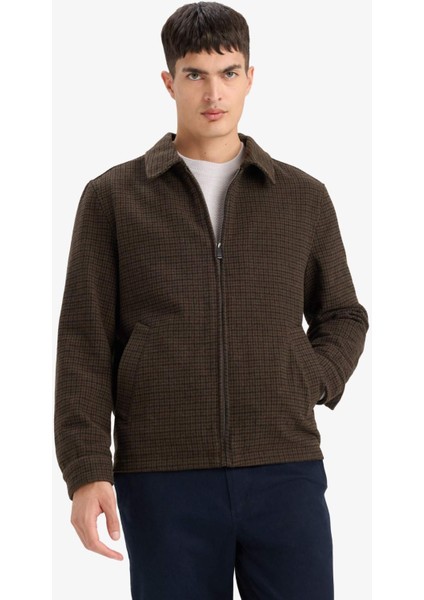 Slim Fit Dar Kesim Polo Yaka Cepli Astarlı Fermuarlı Mont F0572AX25WN