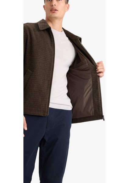 Slim Fit Dar Kesim Polo Yaka Cepli Astarlı Fermuarlı Mont F0572AX25WN