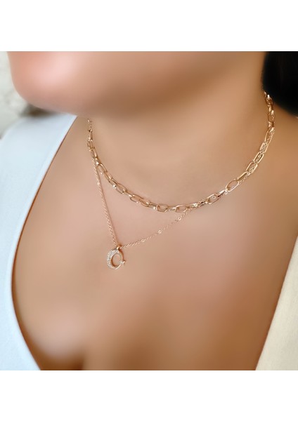 Set.up Ikili Ay Yıldız Tasarım Kolye