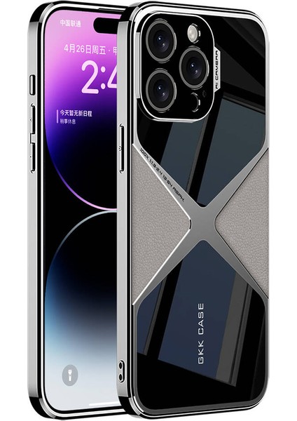 Apple iPhone 15 Pro Kılıf Ultra Ince Kamera Korumalı Pc + Deri Arka Yüzey Mbvo X-Pro Kapak-Titanyum-