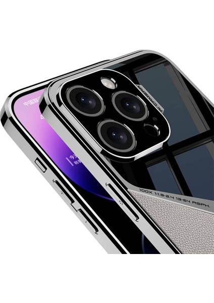 Apple iPhone 15 Pro Kılıf Ultra Ince Kamera Korumalı Pc + Deri Arka Yüzey Mbvo X-Pro Kapak-Titanyum- modelleri