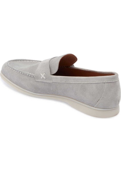 Gri Hakiki Süet Deri Erkek Loafer - E24I1AY56788-K56